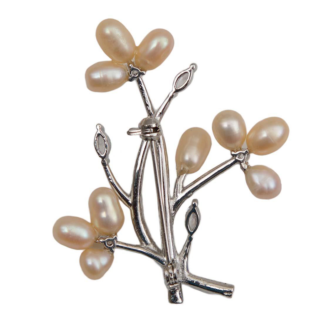 Freshwater Brooch - Elegant Floral Design with White Pearls